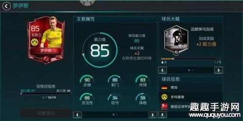 FIFA足球世界罗伊斯适合什么阵型 球员能力解读