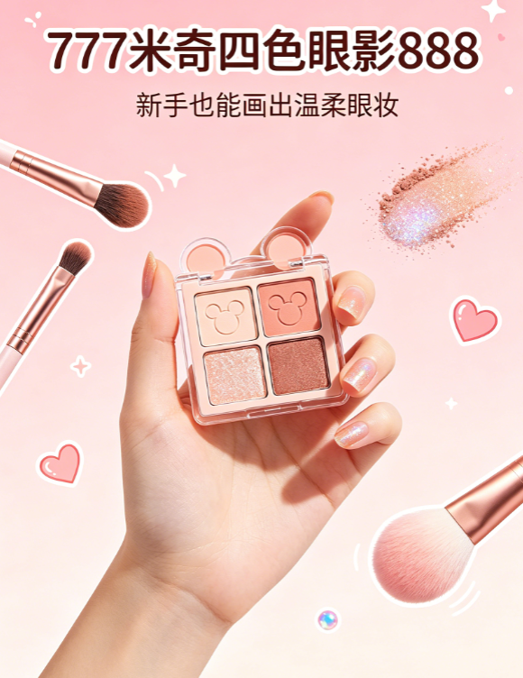777米奇四色眼影888产品细节测评 眼影888妆容适配攻略