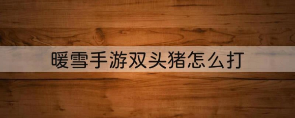 暖雪双头猪好难打该怎么打 双头猪技能解析及过关攻略