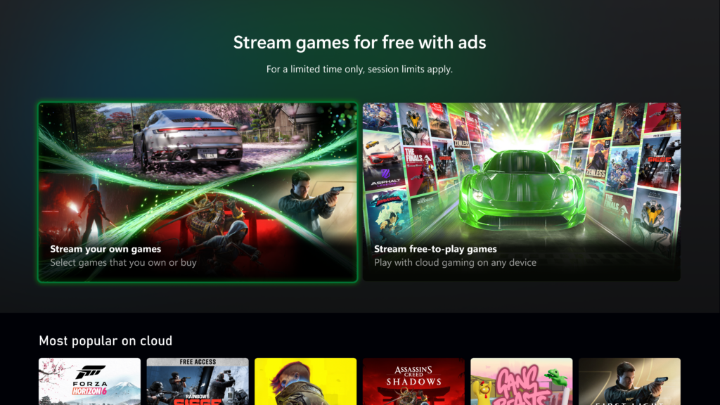 微软 XBOX 启动广告支持免费云游戏测试 